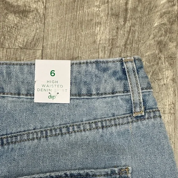 Womens Dip 6 Small Skirt Denim Jean Jeans Faded Navy Blue Straight Distressed - Picture 7 of 10